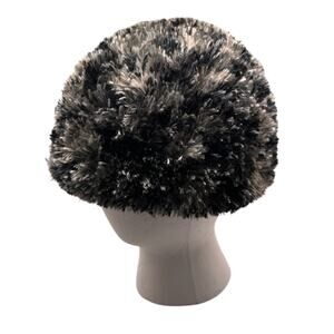 Y2k Merona Faux Fur Winter Hat Women’s Black Gray Plush Cold Weather